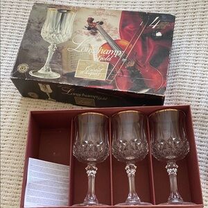 Longchamp Gold Crystal Wine Glasses - Set of 4